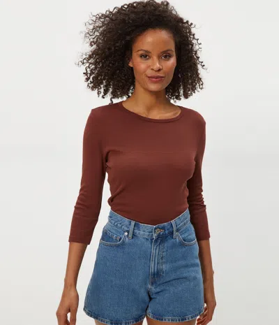 Michael Stars Dakota 3/4 Sleeve Tee In Brown