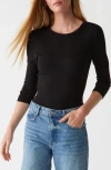 Michael Stars Dakota 3/4 Sleeve Tee In Black