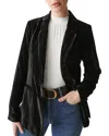 Michael Stars Darby Longline Blazer In Crinkle Velvet In Black In Black