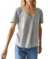 Michael Stars Daria Just Cotton Short Sleeve V In Heather Grey In Gray