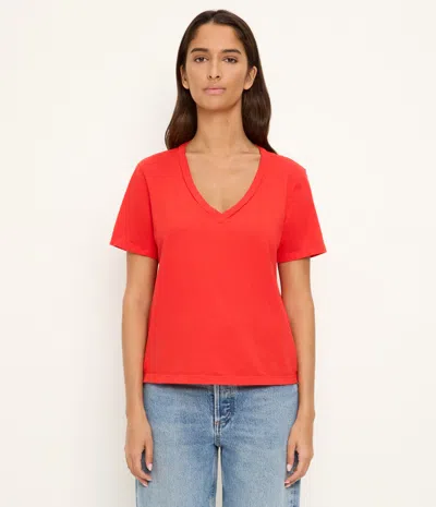 Michael Stars Daria Classic V-neck T-shirt In Red