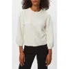 Michael Stars Deanna Sequin Embellished Balloon Sleeve Crewneck Sweater In White
