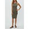 Michael Stars Demi Stripe Sleeveless Dress In Green