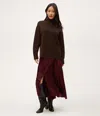 Michael Stars Desi Asymmetrical Satin Skirt In Beetroot