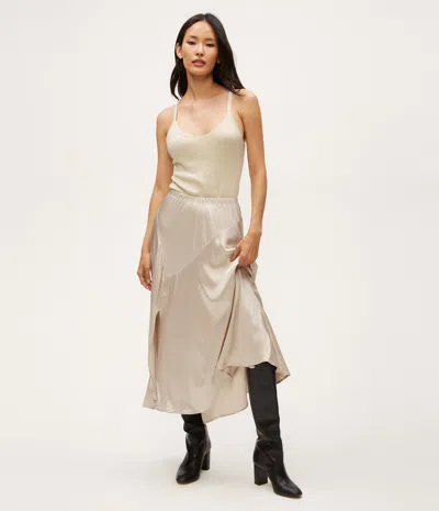 Michael Stars Desi Asymmetrical Satin Skirt In Cement