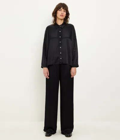 Michael Stars Devin Satin Button Down In Black