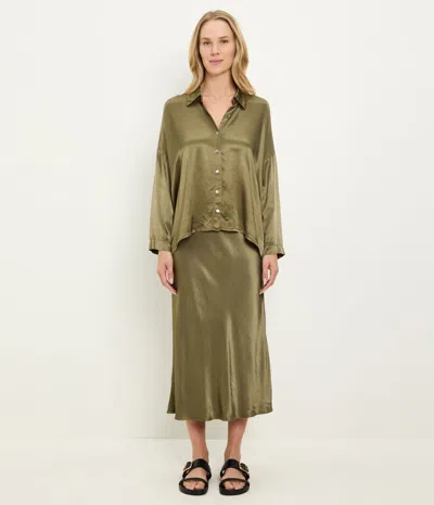 Michael Stars Devin Satin Button Down In Green