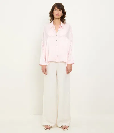 Michael Stars Devin Satin Button Down In Pink