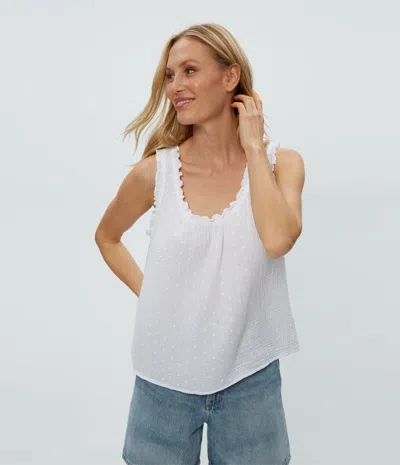 Michael Stars Devon Dot Gauze Tank In White