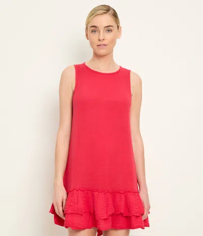 Michael Stars Dhaliah Ruffle Mini Dress In Red