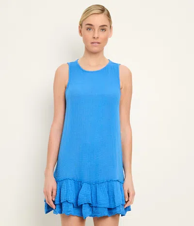 Michael Stars Dhaliah Ruffle Mini Dress In Blue