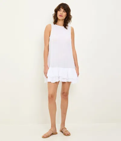 Michael Stars Dhaliah Ruffle Mini Dress In Chalk In White