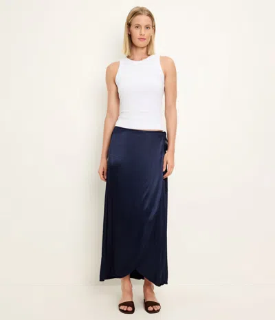 Michael Stars Diane Satin Wrap Midi Skirt In Blue
