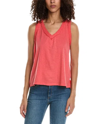 Michael Stars Dina Fabric Mix V-neck Tank In Red