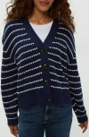 Michael Stars Dodi Striped Cardigan In Nocturnal
