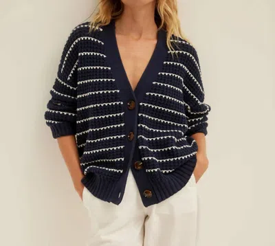 Michael Stars Dodi Striped Cardigan In Noc