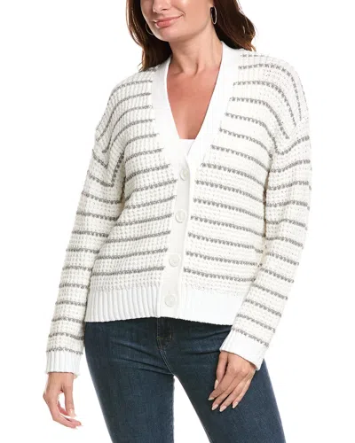 Michael Stars Dodi Striped V-neck Cardigan In White