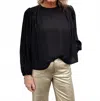 Michael Stars Dolly Blouse With Smocking In Black Combo In Blue