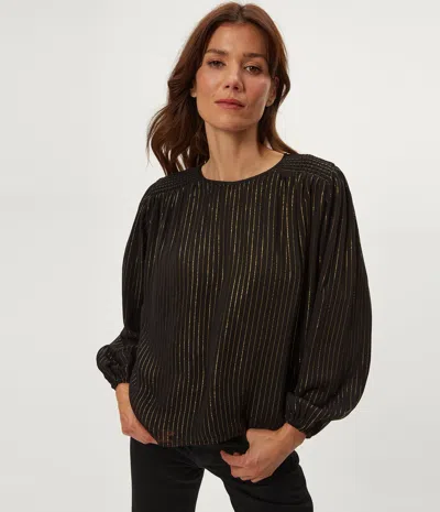 Michael Stars Dolly Metallic Stripe Top In Black Combo