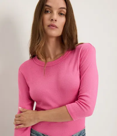 Michael Stars Dora Shine 3/4 Sleeve Tee In Neutral