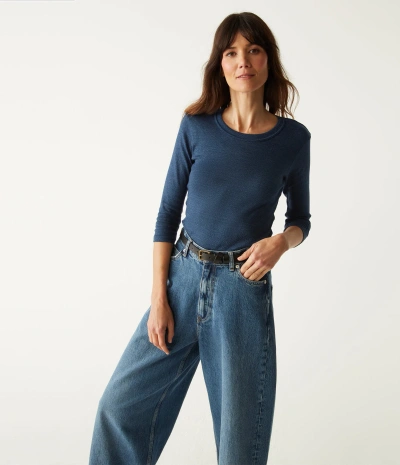 Michael Stars Dora Shine 3/4 Sleeve Tee In Nocturnal
