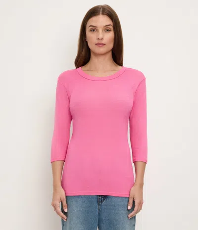 Michael Stars Dora Shine 3/4 Sleeve Tee In Pink