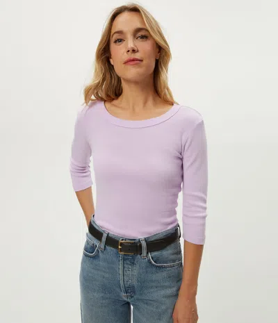 Michael Stars Dot 3/4 Sleeve Tee In Purple