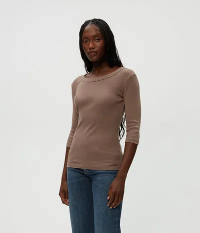 Michael Stars Dot 3/4 Sleeve Tee In Brown