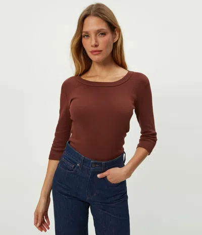 Michael Stars Dot 3/4 Sleeve Tee In Brown