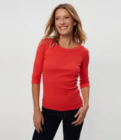 Michael Stars Dot 3/4 Sleeve Tee In Cherry