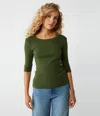 Michael Stars Dot 3/4 Sleeve Tee In Dark Matcha