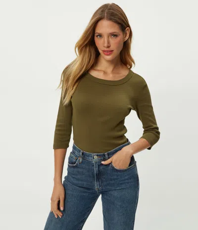 Michael Stars Legacy Supima Tee With Raw Edge In Green