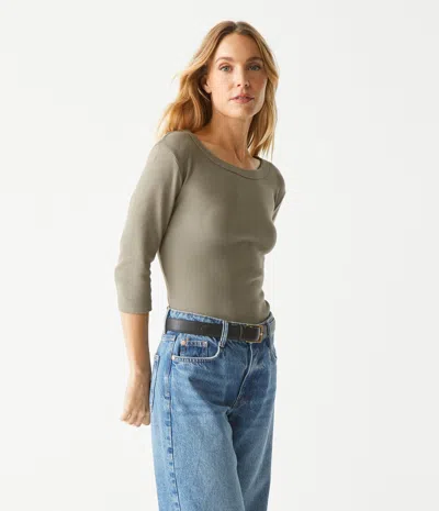 Michael Stars Dot 3/4 Sleeve Tee In Olive
