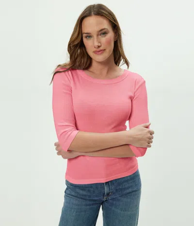 Michael Stars Dot 3/4 Sleeve Tee In Pink