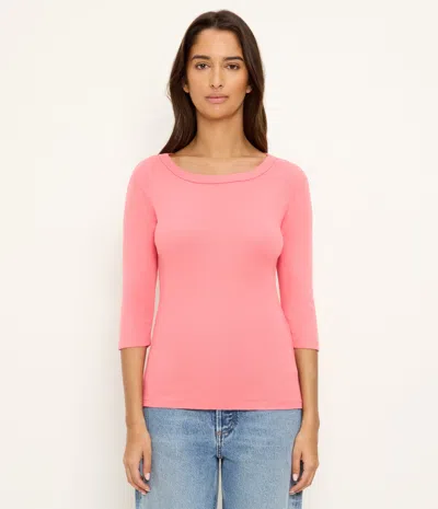 Michael Stars Dot 3/4 Sleeve Tee In Pink