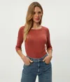 Michael Stars Dot 3/4 Sleeve Tee In Red