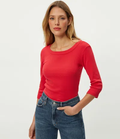 Michael Stars Dot 3/4 Sleeve Tee In Red
