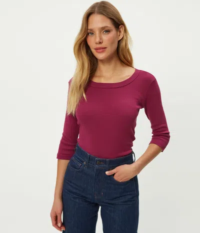 Michael Stars Dot 3/4 Sleeve Tee In Red