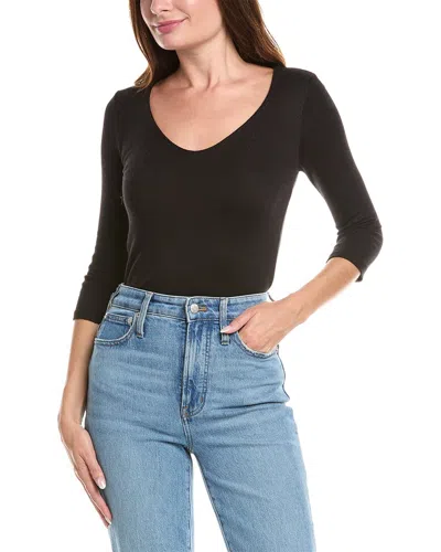 Michael Stars Doubled Front V-neck T-shirt In Black