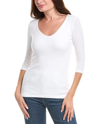 Michael Stars Doubled Front V-neck T-shirt In White