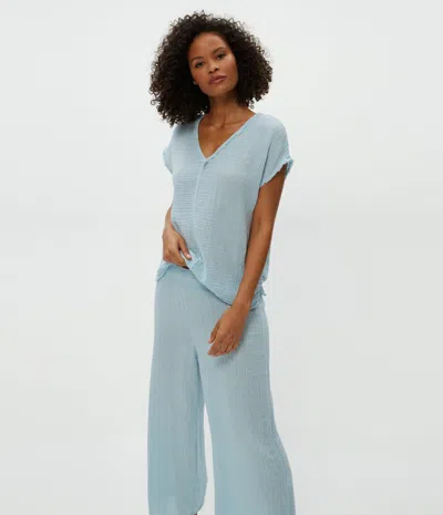 Michael Stars Draya Gauze V-neck Top In Blue