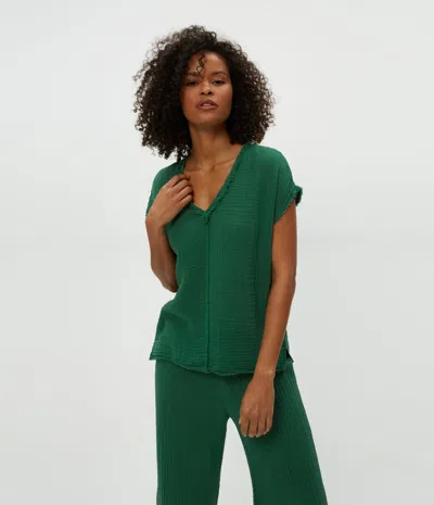 Michael Stars Draya Gauze V-neck Top In Palm