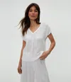 Michael Stars Draya Gauze V-neck Top In Pitaya