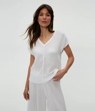 Michael Stars Draya Gauze V-neck Top In Pitaya