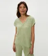 Michael Stars Draya Gauze V-neck Top In Seacrest