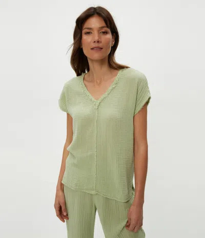 Michael Stars Draya Gauze V-neck Top In Seacrest
