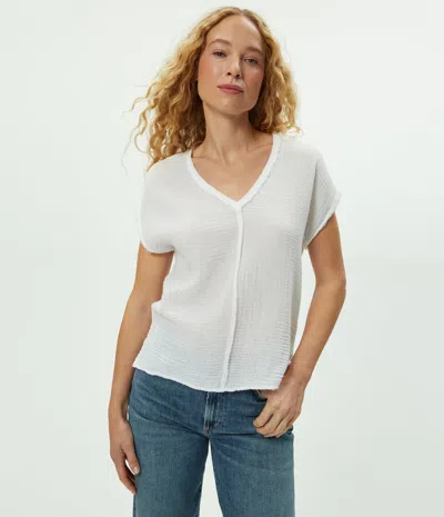 Michael Stars Draya Gauze V-neck Top In White
