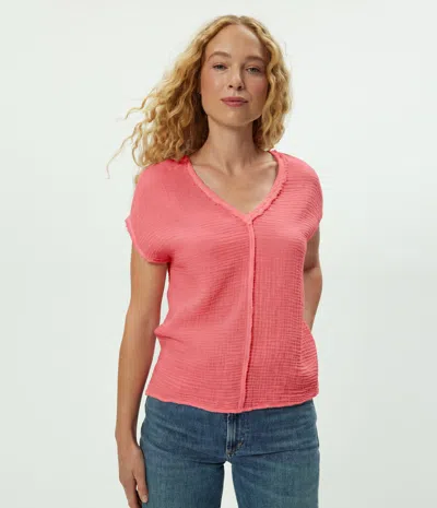 Michael Stars Draya Gauze V-neck Top In Pink
