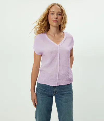 Michael Stars Draya Gauze V-neck Top In White