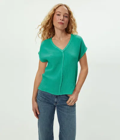 Michael Stars Draya Gauze V-neck Top In White